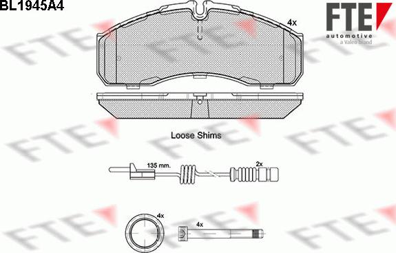 FTE BL1945A4 - Brake Pad Set, disc brake autospares.lv