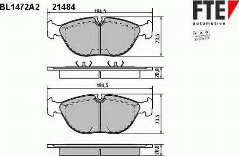 FTE BL1472A2 - Brake Pad Set, disc brake autospares.lv