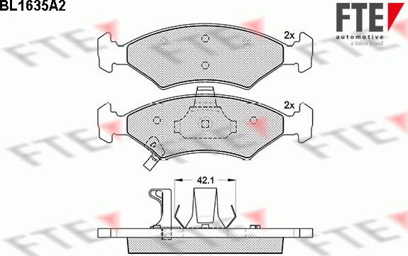 FTE BL1635A2 - Brake Pad Set, disc brake autospares.lv