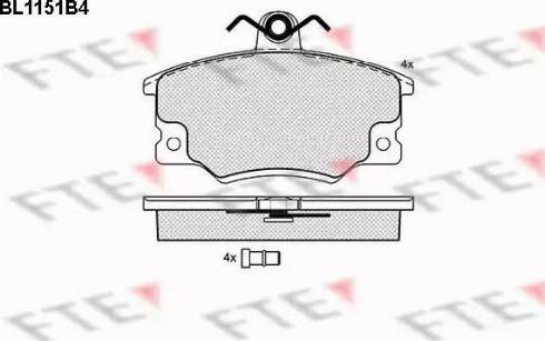 FTE BL1151B4 - Brake Pad Set, disc brake autospares.lv