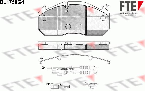 FTE BL1759G4 - Brake Pad Set, disc brake autospares.lv