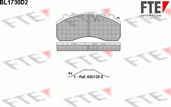 FTE BL1730D2 - Brake Pad Set, disc brake autospares.lv