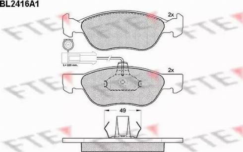 FTE BL2416A1 - Brake Pad Set, disc brake autospares.lv