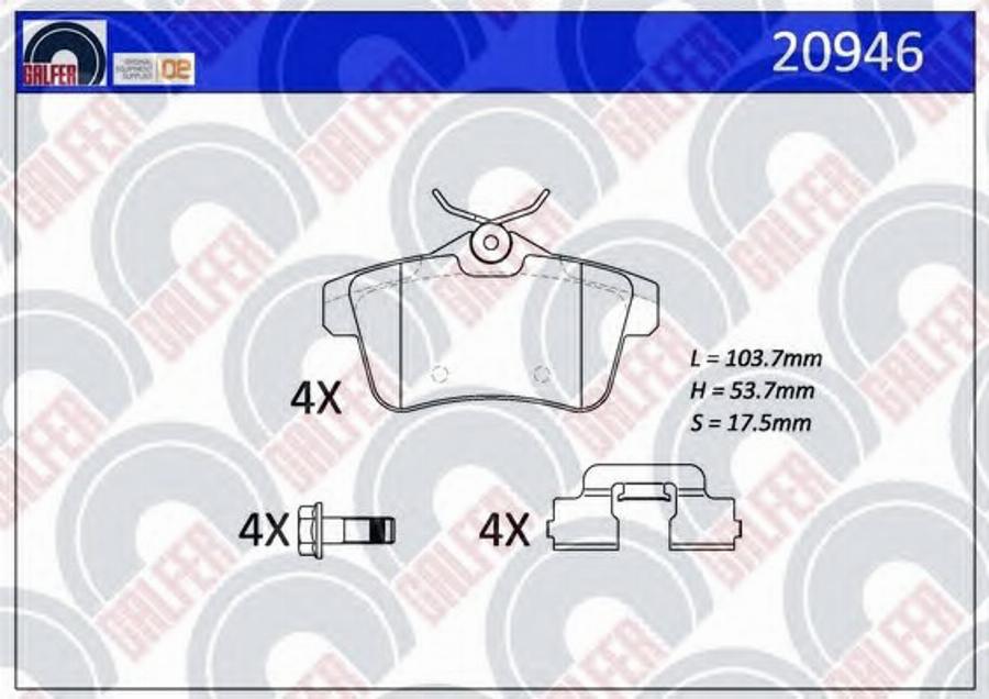 Galfer 20946 - Brake Pad Set, disc brake autospares.lv