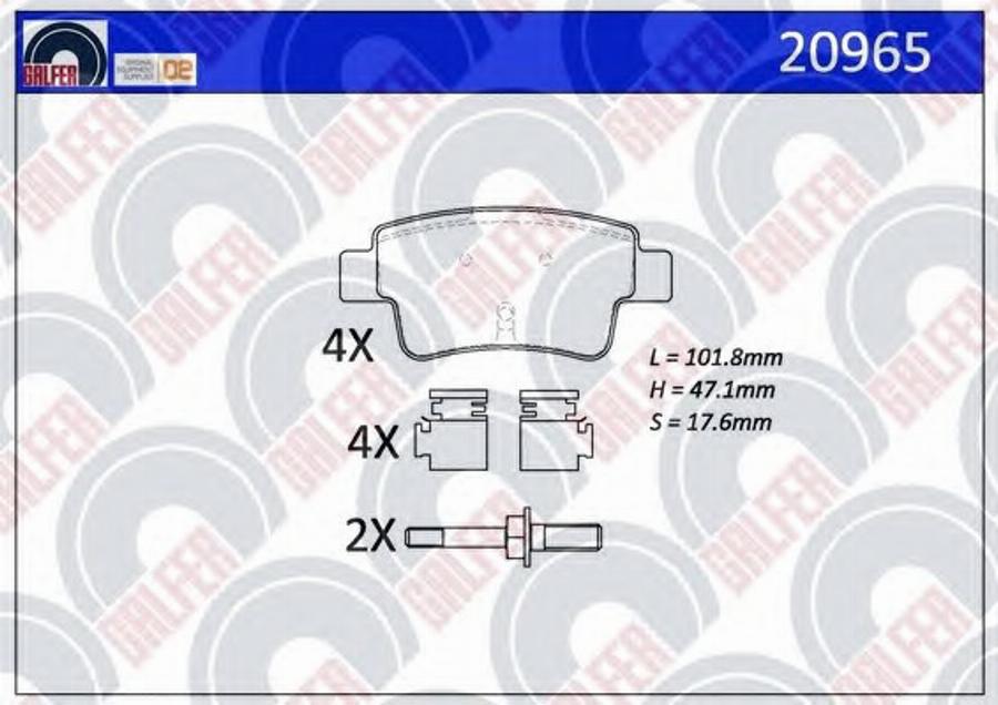 Galfer 20965 - Brake Pad Set, disc brake autospares.lv