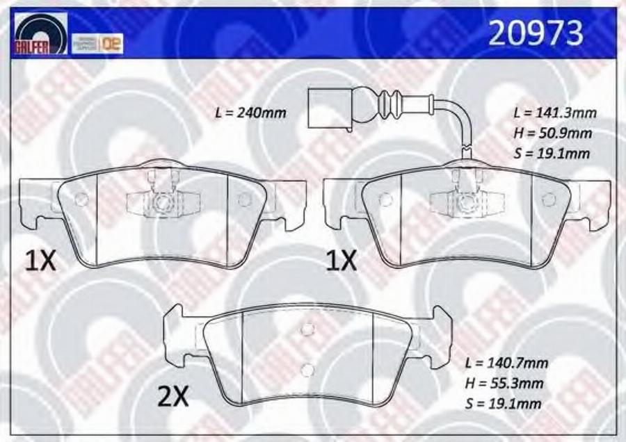 Galfer 20973 - Brake Pad Set, disc brake autospares.lv