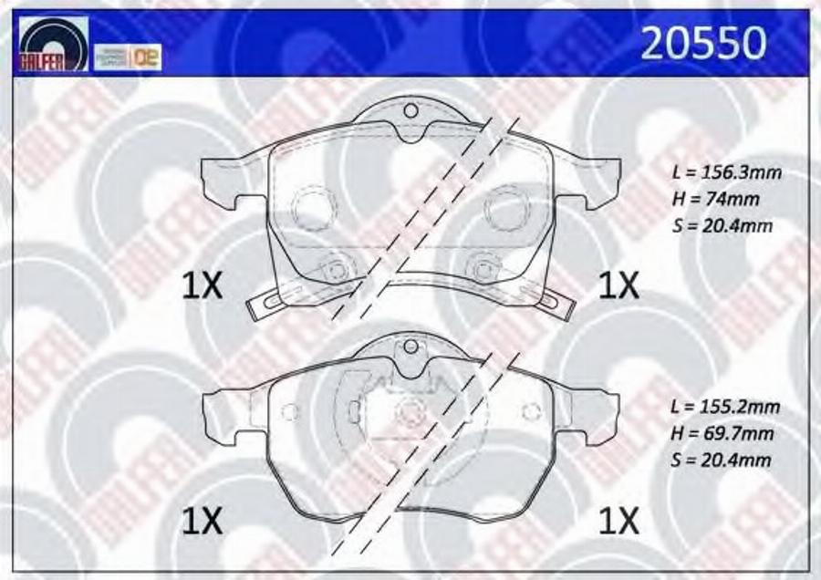 Galfer 20550 - Brake Pad Set, disc brake autospares.lv