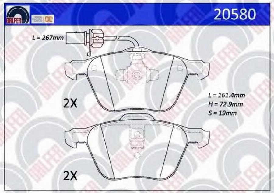 Galfer 20580 - Brake Pad Set, disc brake autospares.lv