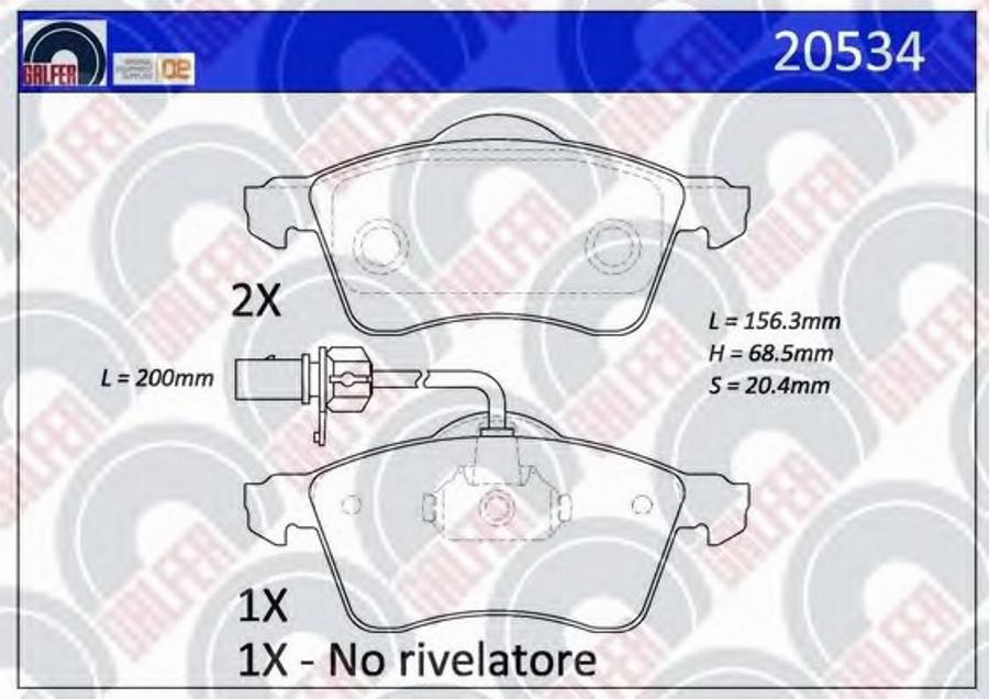 Galfer 20534 - Brake Pad Set, disc brake autospares.lv