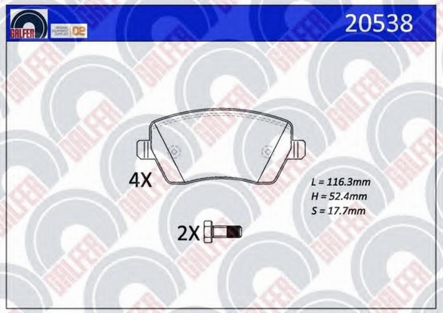 Galfer 20538 - Brake Pad Set, disc brake autospares.lv