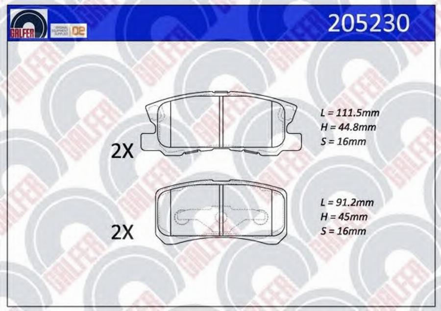 Galfer 205230 - Brake Pad Set, disc brake autospares.lv