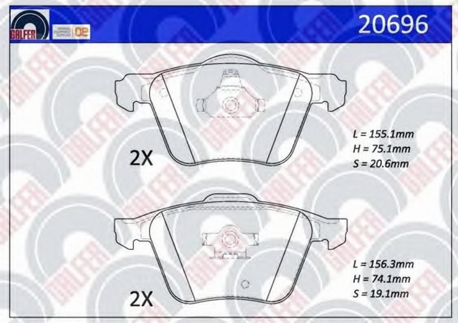 Galfer 20696 - Brake Pad Set, disc brake autospares.lv