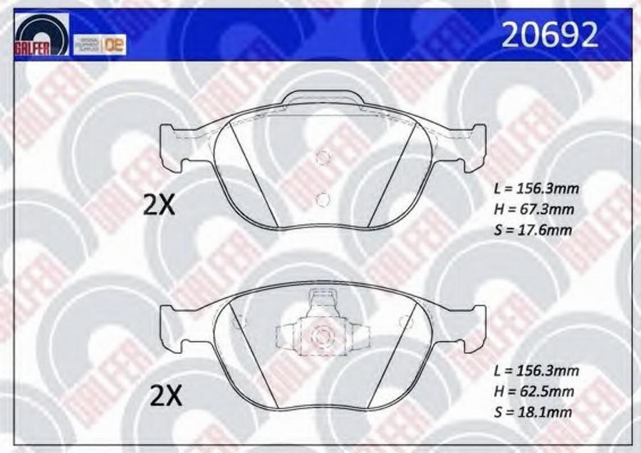 Galfer 20692 - Brake Pad Set, disc brake autospares.lv