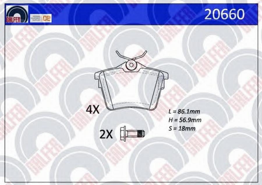 Galfer 20660 - Brake Pad Set, disc brake autospares.lv