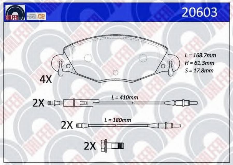 Galfer 20603 - Brake Pad Set, disc brake autospares.lv