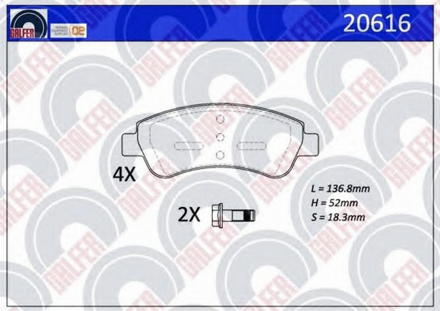 Galfer 20616 - Brake Pad Set, disc brake autospares.lv