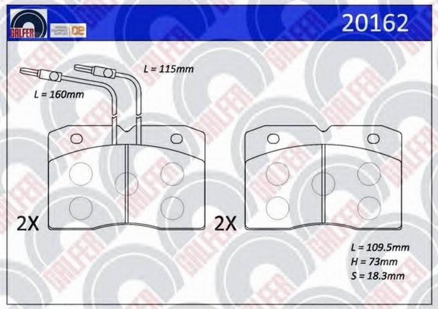 Galfer 20162 - Brake Pad Set, disc brake autospares.lv