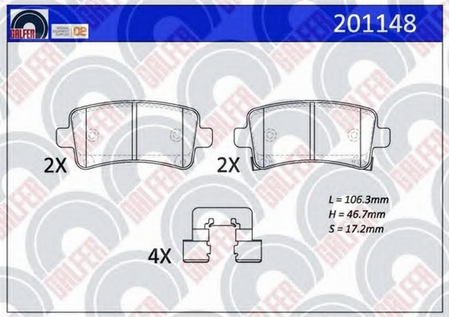 Galfer 201148 - Brake Pad Set, disc brake autospares.lv