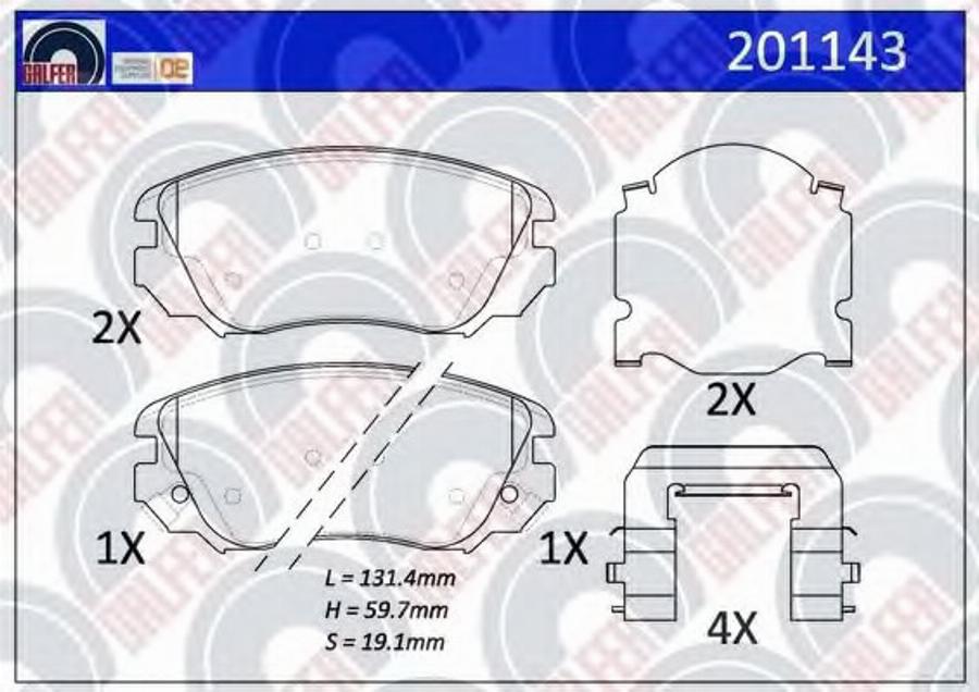 Galfer 201143 - Brake Pad Set, disc brake autospares.lv