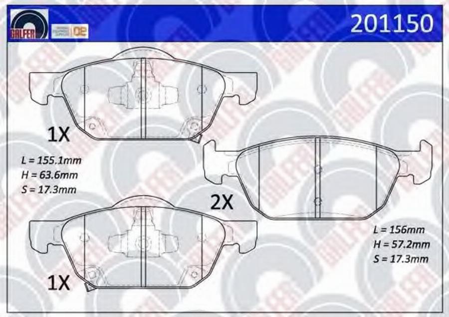 Galfer 201150 - Brake Pad Set, disc brake autospares.lv