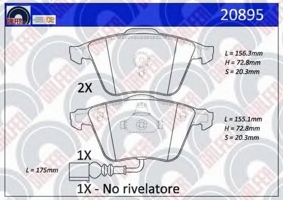 Galfer 20895 - Brake Pad Set, disc brake autospares.lv