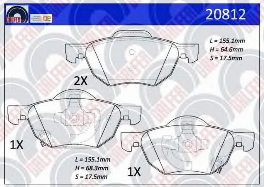 Galfer 20812 - Brake Pad Set, disc brake autospares.lv