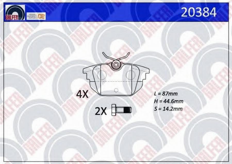 Galfer 20384 - Brake Pad Set, disc brake autospares.lv