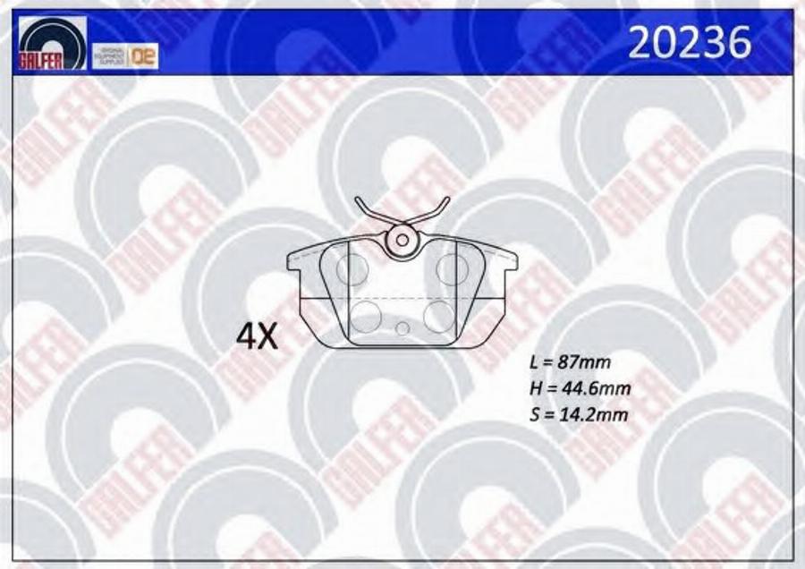 Galfer 20236 - Brake Pad Set, disc brake autospares.lv