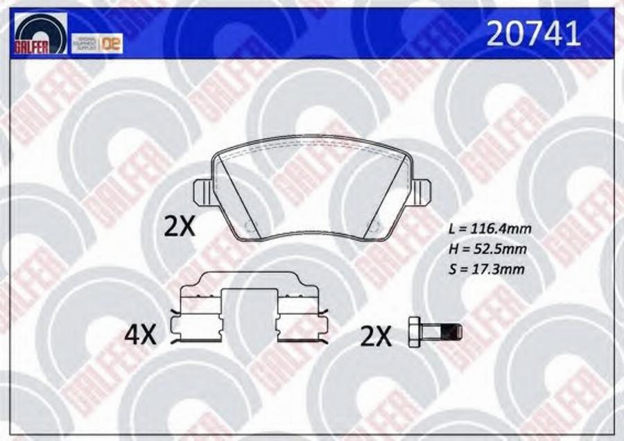 Galfer 20741 - Brake Pad Set, disc brake autospares.lv