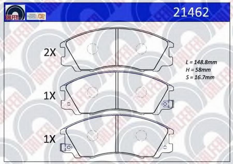 Galfer 21462 - Brake Pad Set, disc brake autospares.lv