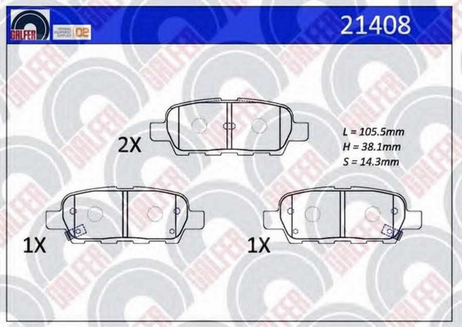 Galfer 21408 - Brake Pad Set, disc brake autospares.lv