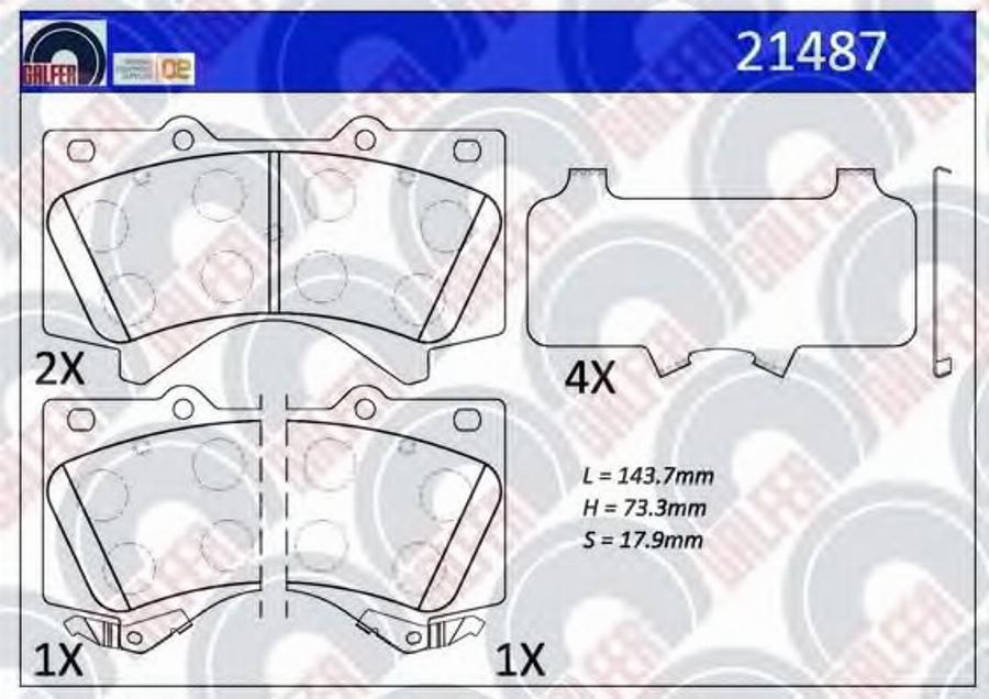 Galfer 21487 - Brake Pad Set, disc brake autospares.lv