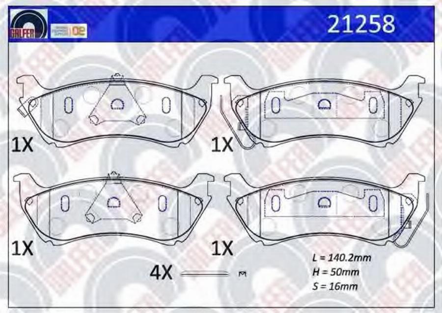 Galfer 21258 - Brake Pad Set, disc brake autospares.lv