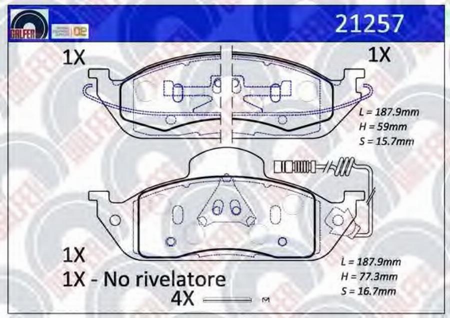 Galfer 21257 - Brake Pad Set, disc brake autospares.lv