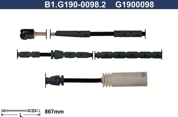 Galfer B1.G190-0098.2 - Warning Contact, brake pad wear autospares.lv