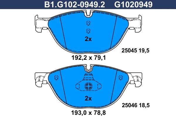 Galfer B1.G102-0949.2 - Brake Pad Set, disc brake autospares.lv