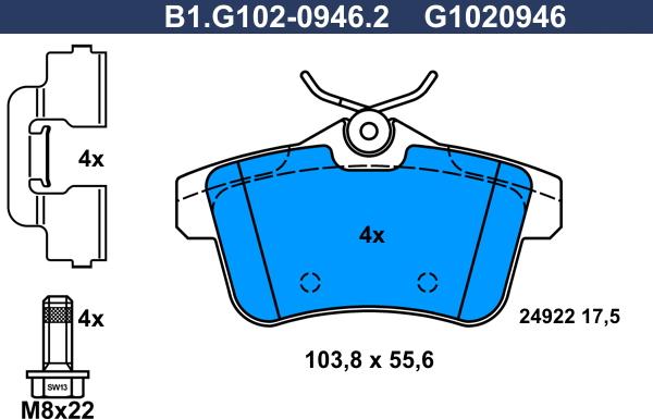 Galfer B1.G102-0946.2 - Brake Pad Set, disc brake autospares.lv