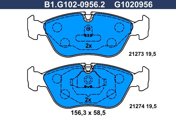 Galfer B1.G102-0956.2 - Brake Pad Set, disc brake autospares.lv