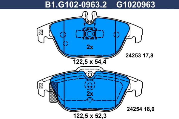 Galfer B1.G102-0963.2 - Brake Pad Set, disc brake autospares.lv