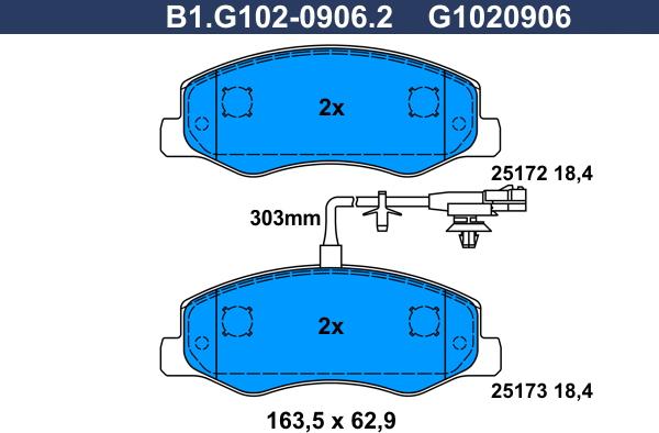 Galfer B1.G102-0906.2 - Brake Pad Set, disc brake autospares.lv