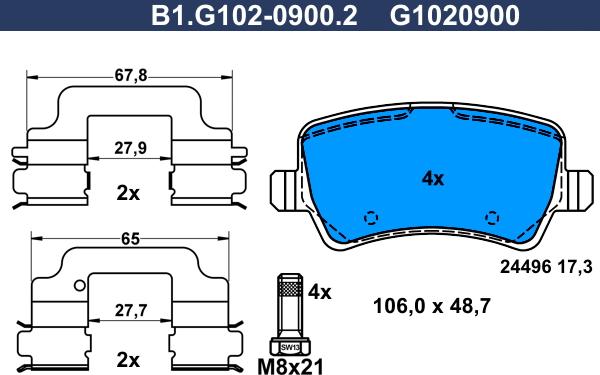 Galfer B1.G102-0900.2 - Brake Pad Set, disc brake autospares.lv