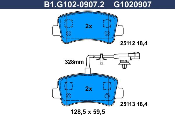 Galfer B1.G102-0907.2 - Brake Pad Set, disc brake autospares.lv