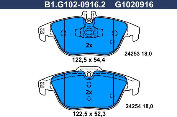 Galfer B1.G102-0916.2 - Brake Pad Set, disc brake autospares.lv