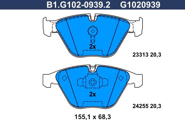 Galfer B1.G102-0939.2 - Brake Pad Set, disc brake autospares.lv