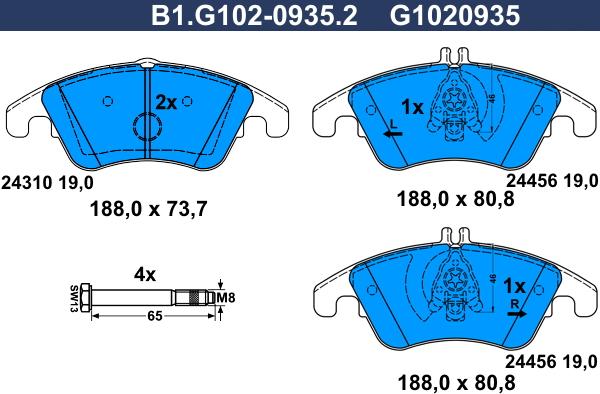 Galfer B1.G102-0935.2 - Brake Pad Set, disc brake autospares.lv