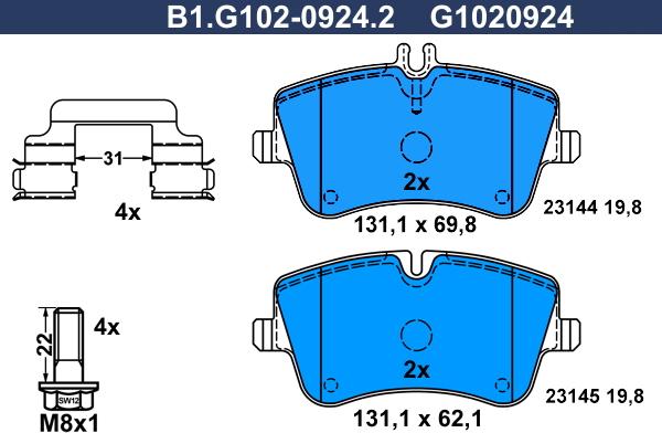 Galfer B1.G102-0924.2 - Brake Pad Set, disc brake autospares.lv