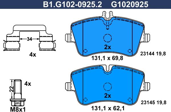 Galfer B1.G102-0925.2 - Brake Pad Set, disc brake autospares.lv