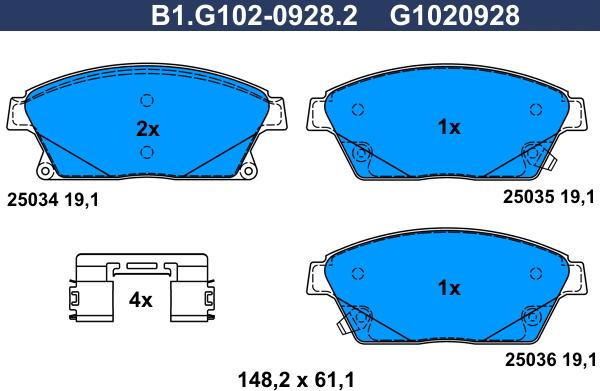 Galfer B1.G102-0928.2 - Brake Pad Set, disc brake autospares.lv