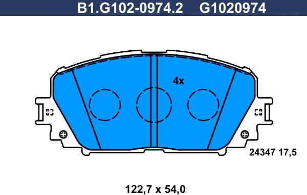 Galfer B1.G102-0974.2 - Brake Pad Set, disc brake autospares.lv