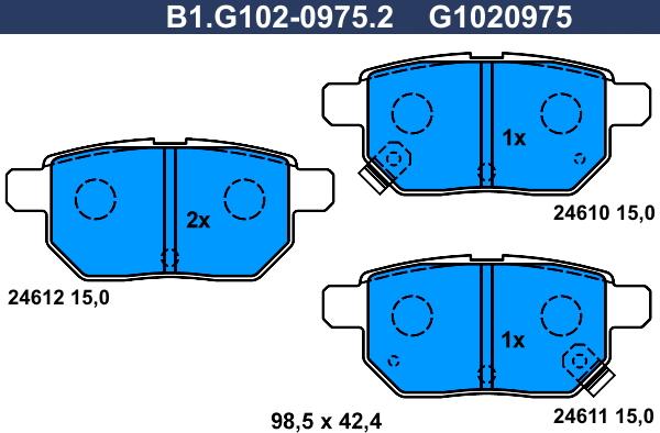 Galfer B1.G102-0975.2 - Brake Pad Set, disc brake autospares.lv